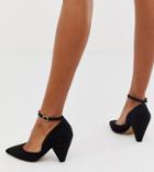 Asos Design Wide Fit Speak Out Pointed Mid-heels In Black