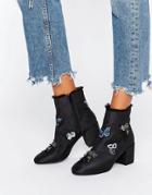 Asos Reiko Patchwork Ankle Boots - Black