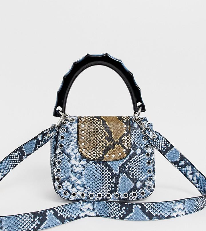 Sacred Hawk Multi Snake Print Lady Bag With Resin Handle - Multi