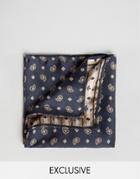 Reclaimed Vintage Paisley Pocket Square In Navy - Navy