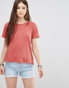 Only Back Lace Up T-shirt - Wine
