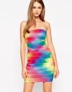 Asos Sculpt Festival Rainbow Bandage Dress - Multi Coloured