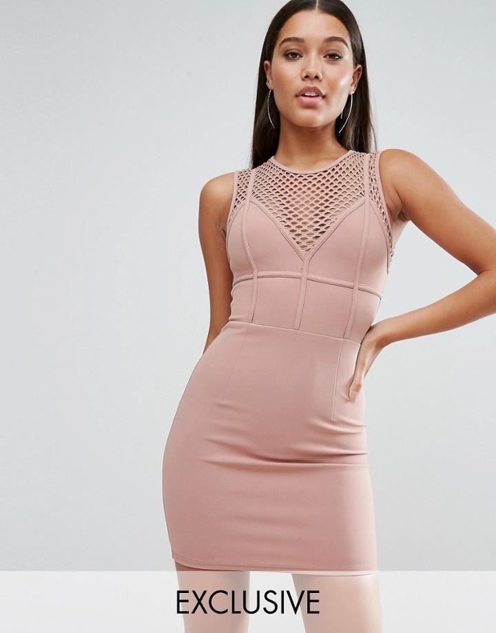Naanaa Mini Dress With Corset Detail - Brown