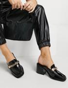 Asos Design Shaw Chain Loafer Mid Heel Mules In Black