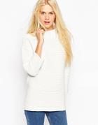 Asos Sweater In Ripple Stitch With Turtleneck - White
