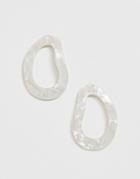 Pieces Pearlised Resin Hoop Earring - White