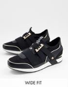 River Island Wide Fit Pull On Runner Sneakers In Black