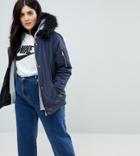 Brave Soul Plus Clifftown Hooded Jacket - Navy