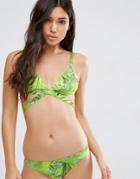 Asos Sunny Palm Print Criss Cross Triangle Bikini Top - Multi