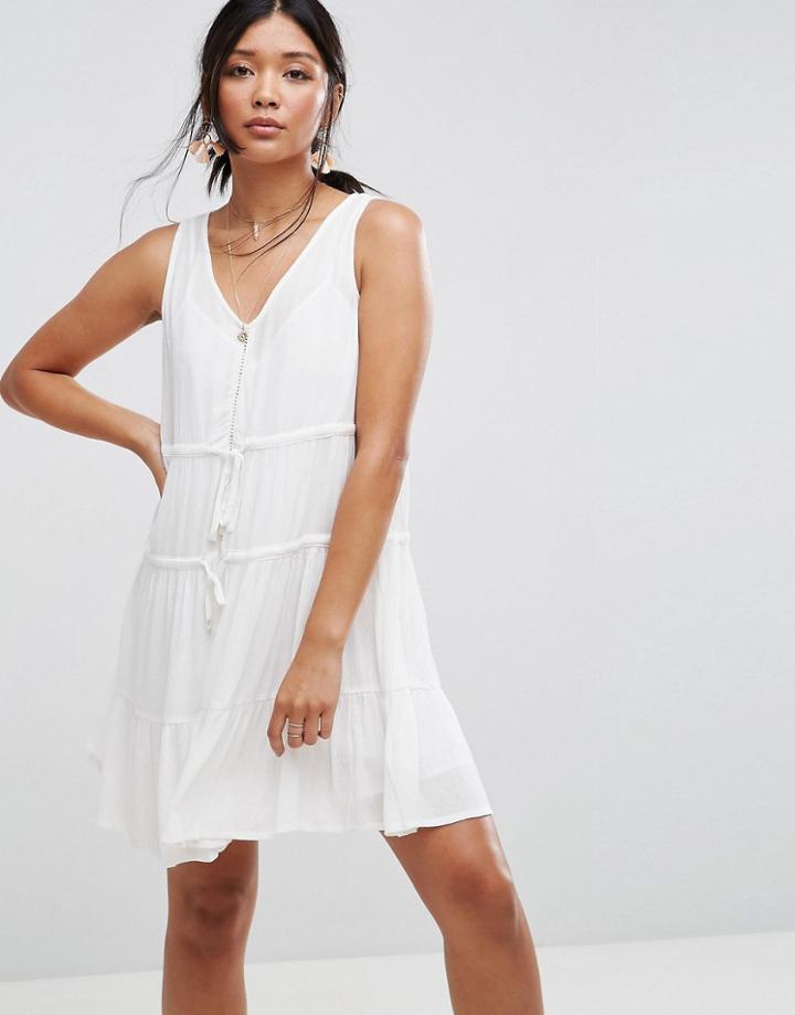 Asos Tiered Trapeze Mini Sundress - Cream