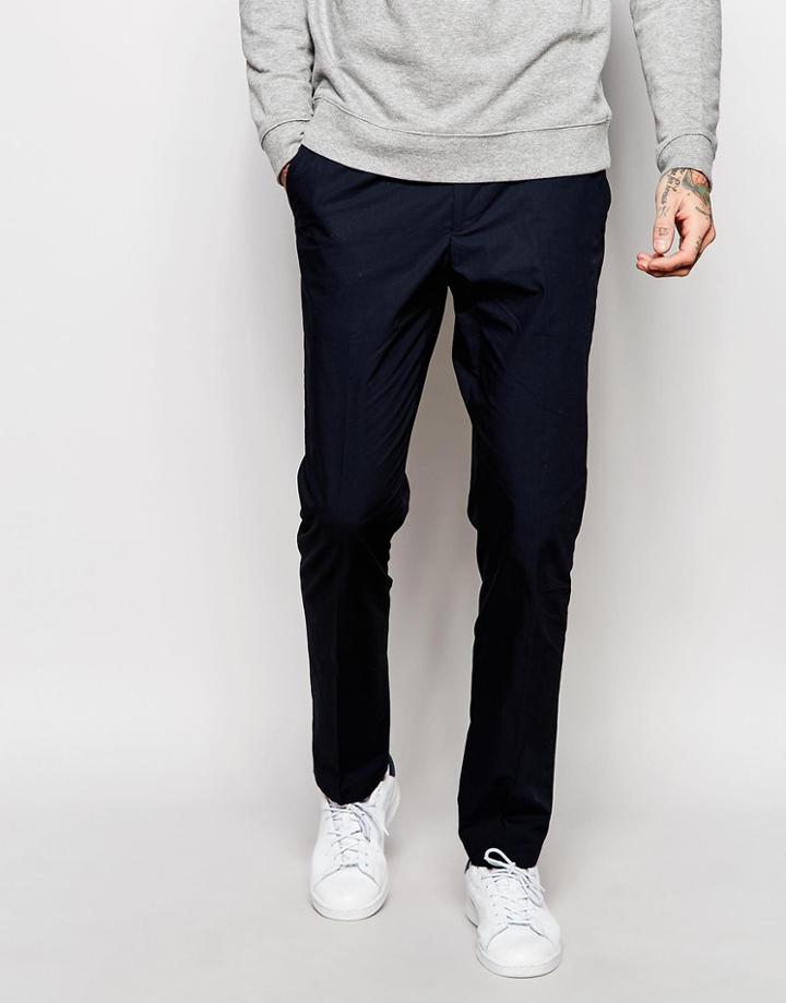 Asos Slim Suit Pants In Poplin - Navy