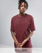 Puma Distressed Oversized T-shirt In Burgundy Exclusive To Asos 57530701 - Red