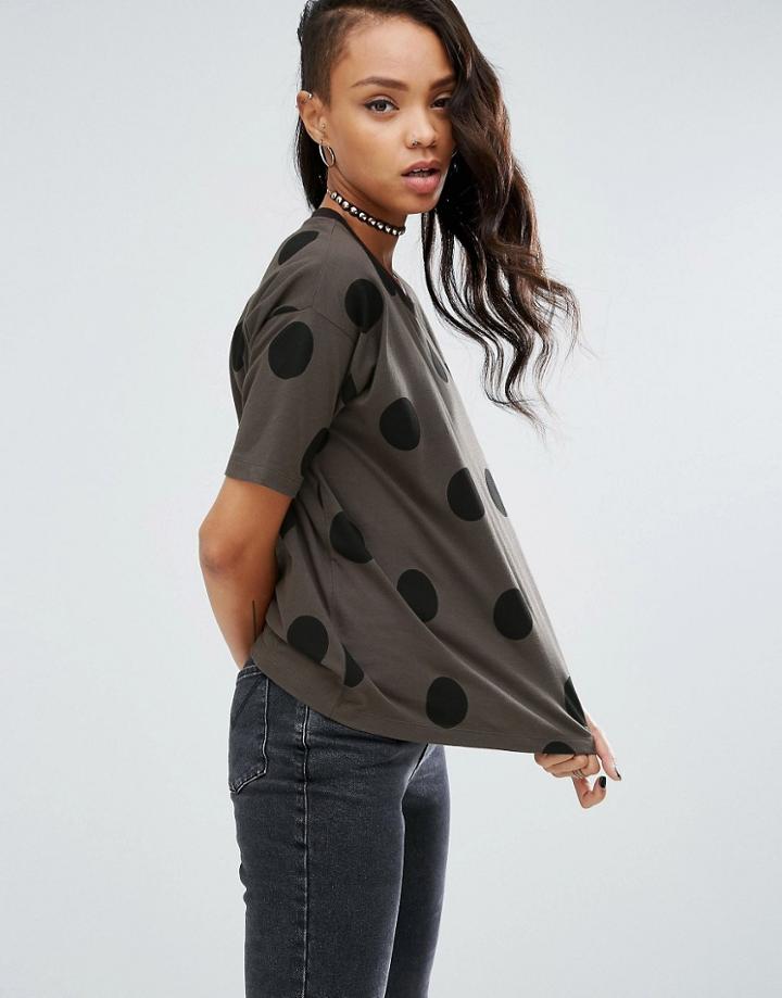 Asos Top In Polka Dot With Contrast Binding - Green