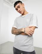Adidas Originals Adicolor Three Stripe T-shirt In Gray-grey