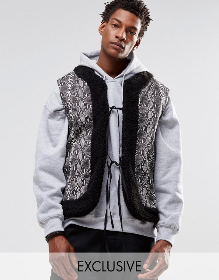 Reclaimed Vintage Reversible Borg Vest - Black