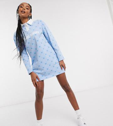 Local Heroes Oversized Polo Dress In Monogram Print And Front Logo-blue