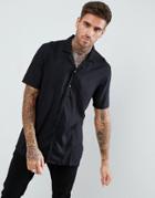 Asos Regular Fit Viscose Shirt With Revere Collar In Black - Black