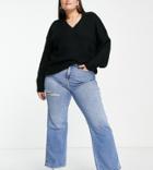 Dr Denim Plus Moxy Sky High Straight Leg Jeans In Mid Blue