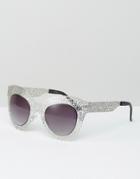 Jeepers Peepers Glitter Cat Eye Sunglasses - Silver