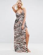 Asos Zebra Print Beach Maxi Dress - Multi