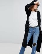 Stradivarius Faux Fur Pocket Edge To Edge Cardigan - Black
