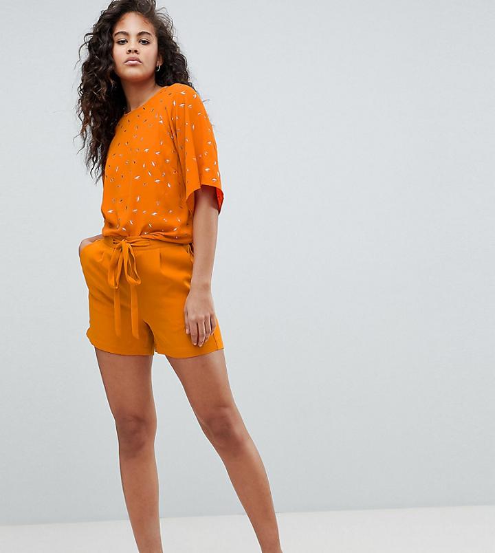 Y.a.s Tall Tie Waist Tailored Short - Orange