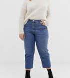 Asos Design Curve Recycled Florence Authentic Straight Leg Jeans In Mid Vintage Blue