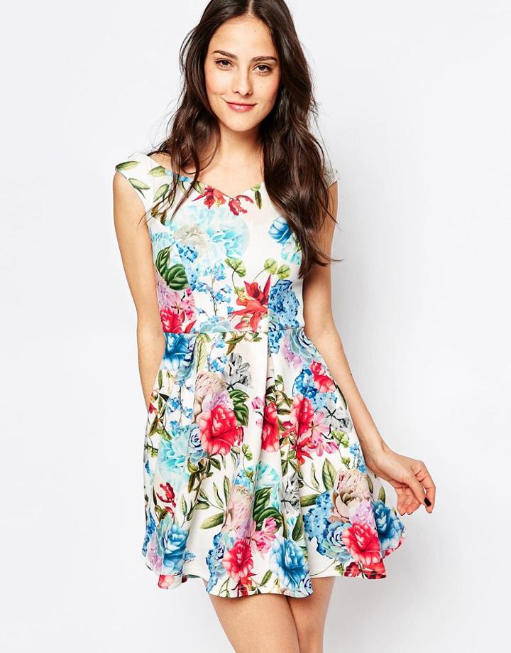 Jessica Wright Amelia Off Shoulder Skater Dress - Multi