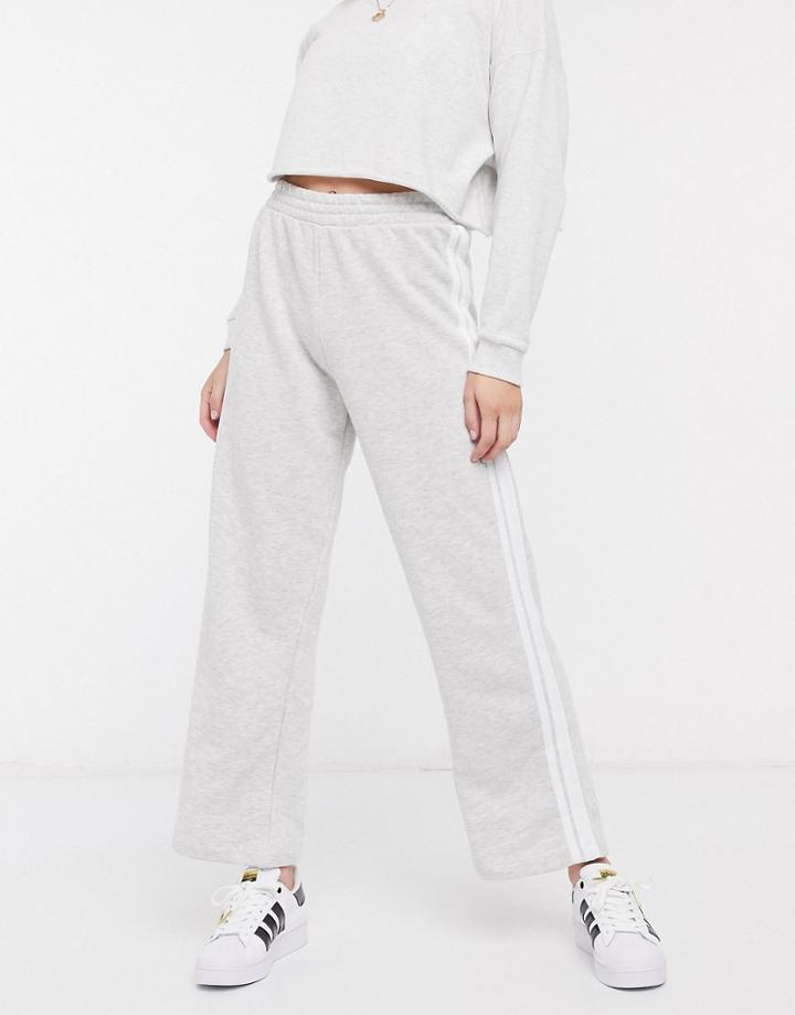 Asos Design Wide Leg Sweatpants With Side Stripe-grey