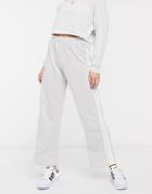 Asos Design Wide Leg Sweatpants With Side Stripe-grey