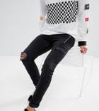 Just Junkies Skinny Jeans With Studs And Zip - Black