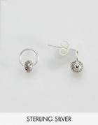 Asos Sterling Silver Bead Circle Earrings - Multi