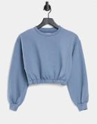 Pull & Bear Cropped Sweatshirt With Elasticized Waist In Blue-blues