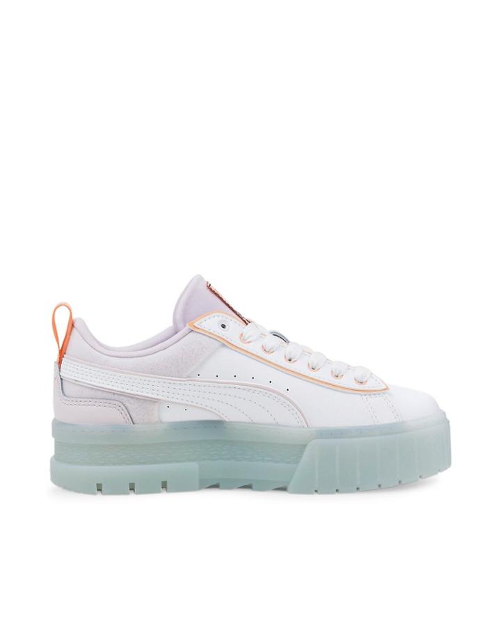 Puma Mayze Platform Sneakers In White And Lilac