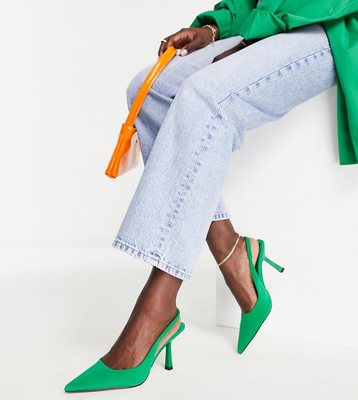 Asos Design Wide Fit Simba Slingback Stilettos In Green