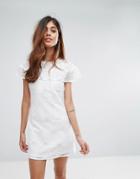 Love & Other Things Mini Dress With Lace Frill - White