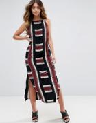 Asos Column Maxi Dress In Cutabout Stripe Print - Multi