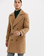 Gianni Feraud Premium Oversized Peak Lapel Military Coat-brown