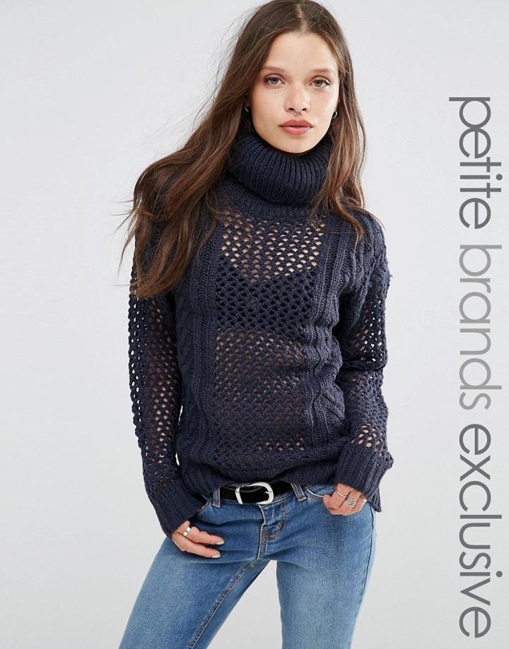 Noisy May Petite Roll Neck Sweater - Navy