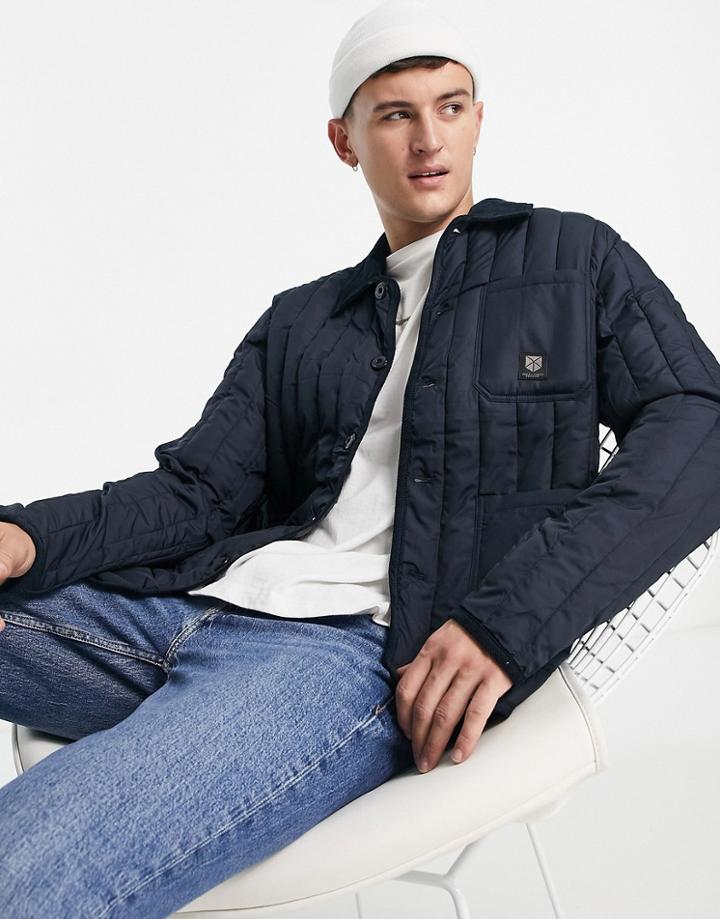 Jack & Jones Premium Worker Quilted Jacket With Cord Collar In Navy
