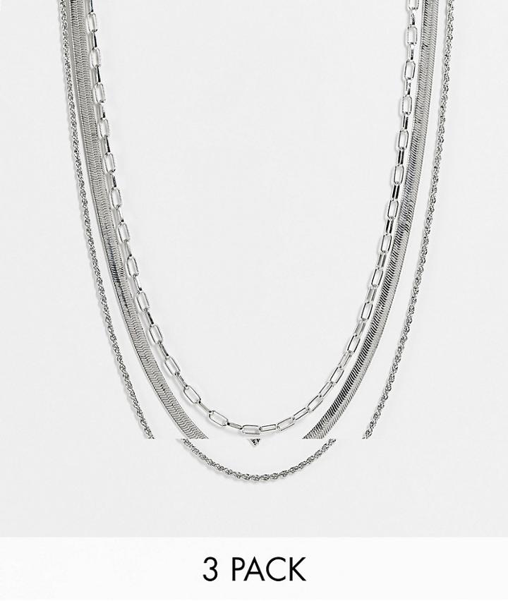 Aldo Ediagan Pack Of 3 Necklaces In Silver
