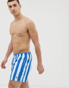 Dock & Bay Recycled Stripe Swim Shorts In Blue-navy