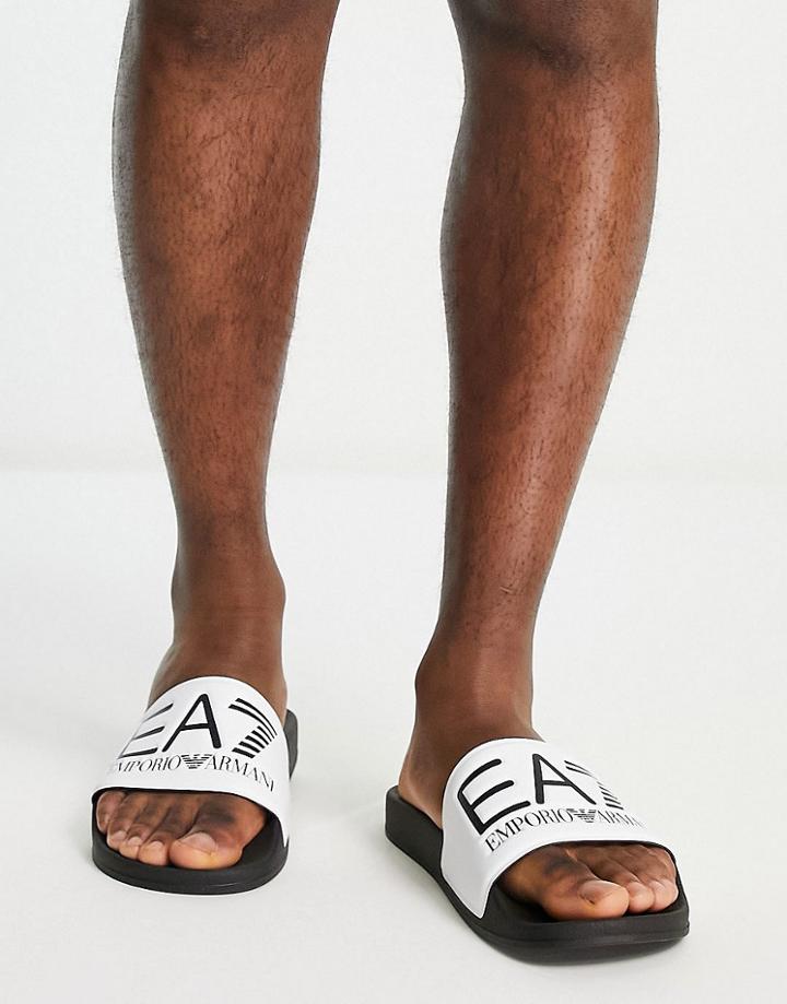 Armani Ea7 Contrast Logo Slides In White