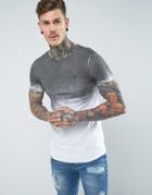 Noose & Monkey Longline Muscle Fit T-shirt With Sprayed Ombre - Gray
