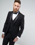 Moss London Skinny Tuxedo Suit Jacket - Black