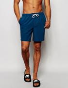 Asos Mid Length Swim Shorts In Teal - Blue