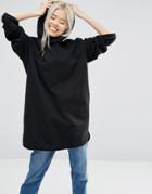 Weekday Longline Hoodie Sweat Dress - Black