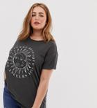 New Look Curve Celestial Print Tee In Gray - Gray