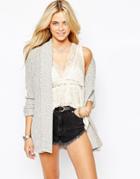 Fashion Union Slouchy Rib Boyfriend Cardigan - Gray $26.00