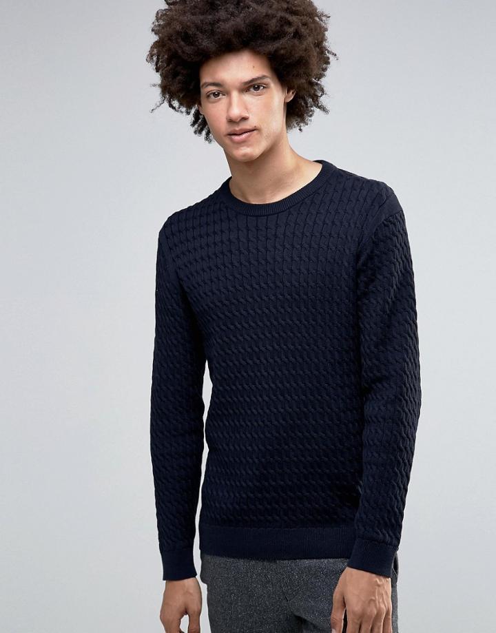 Minimum Jovan Cable Knit Jumper - Navy